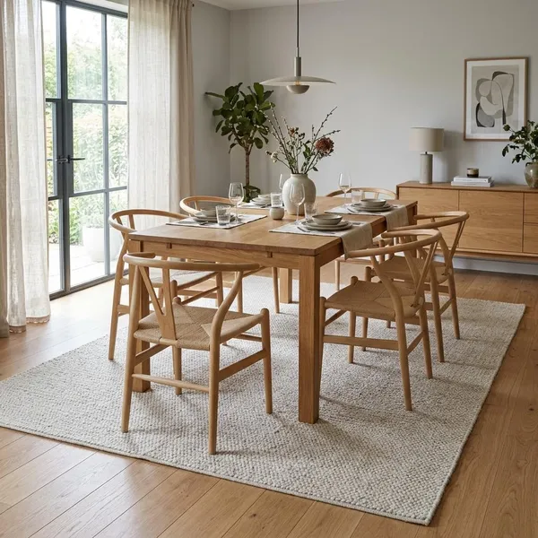 hoe groot vloerkleed onder tafel