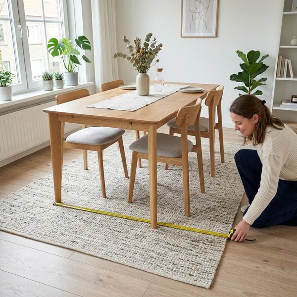 Hoe groot moet een vloerkleed onder tafel zijn