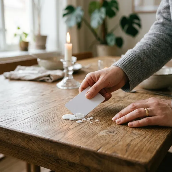 hoe krijg ik kaarsvet van de tafel