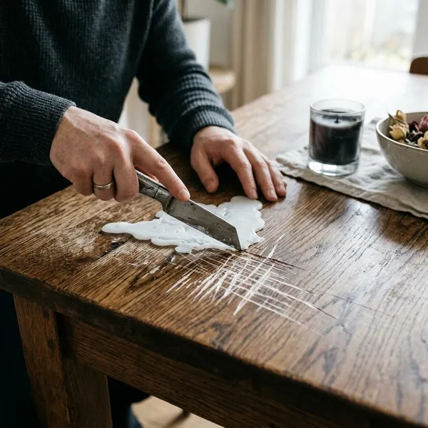 Hoe krijg je kaarsvet van de tafel