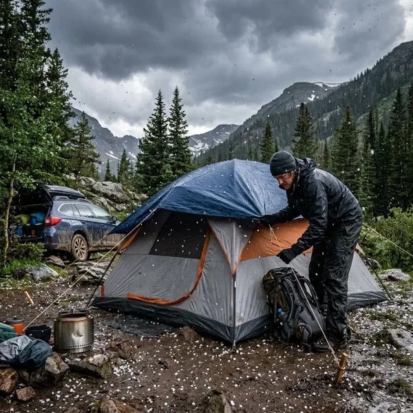 Tent beschermen tegen hagel