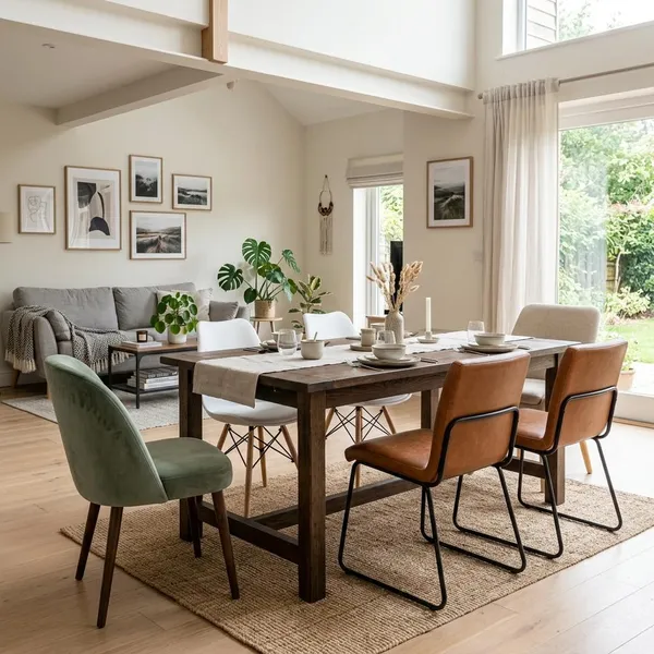 Kies lichte of donkere stoelen bij een donkerbruine tafel