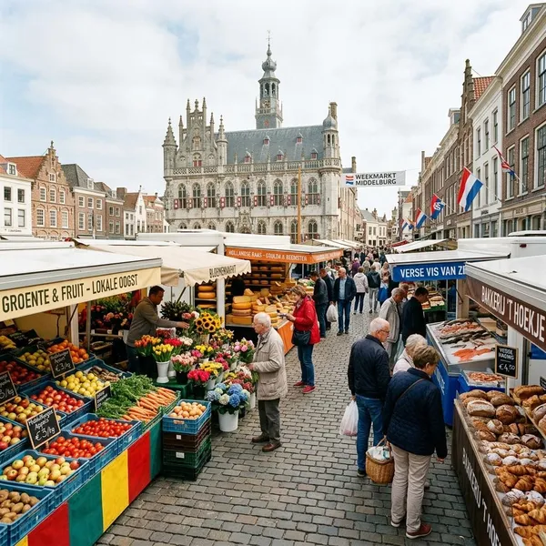 welke kramen staan er op de markt in Middelburg