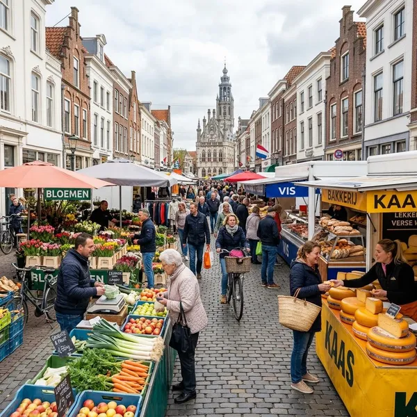 Welke kramen staan er meestal op de markt in Middelburg