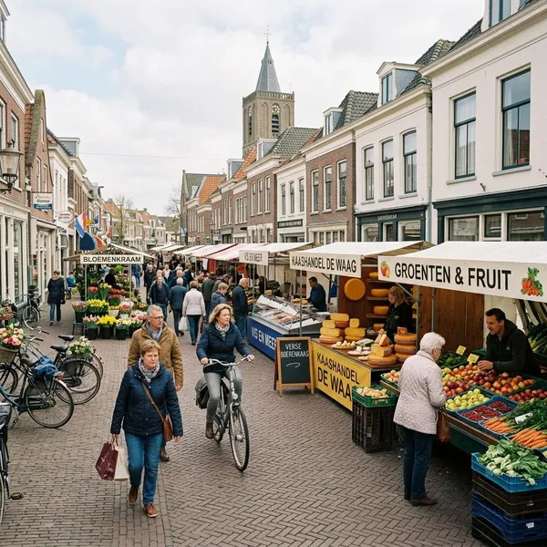 Welke kramen staan er meestal op de markt in Sassenheim?